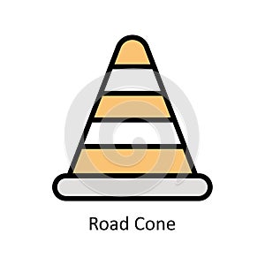 Road Cone vector Filled outline icon style illustration. EPS 10 File