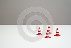 Road cones on a white background.