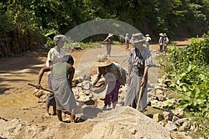 ROAD CONSTRUCTION IN BURMA ( MYANMAR ).