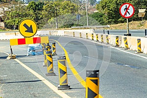 Road Construction Detour Lanes  Signs