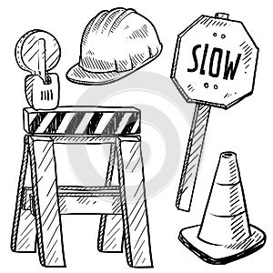 Road construction objects vector