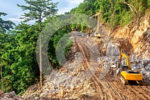 Road construction in Occidental Mindoro Province, Philippines photo