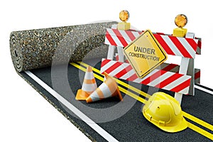 Road construction in roll with fence