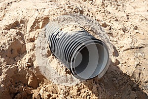 Road construction sewer pipe