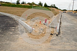 Road construction site car go light pole wires