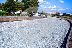 Road construction site, stones and gravel