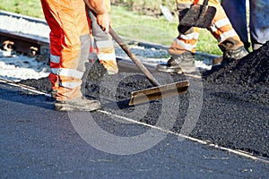 Road construction teamwork