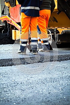 Road construction, teamwork