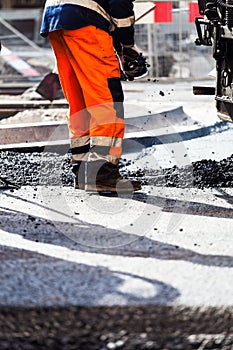 Road construction, teamwork