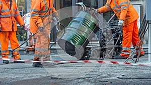 Road construction, teamwork