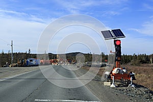 Road construction traffic lights photo