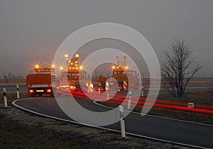 Road construction at twilight