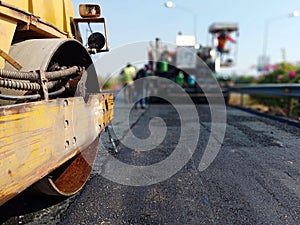 Road construction Using heavy equipment, blurred images