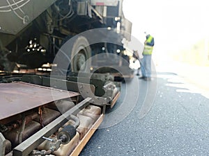 Road construction Using heavy equipment, blurred images