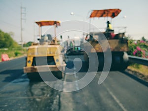 Road construction Using heavy equipment, blurred images