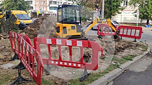 Road construction work in the city