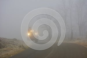 Road in the countryside on a foggy day