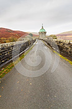 Road on the Craig Goch reservoir and dam photo