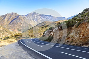 Road in Cretan mountains. Greece