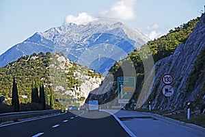 road in Croatia through the mountain fork. Traveling