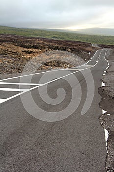 Road crossing a lava flow