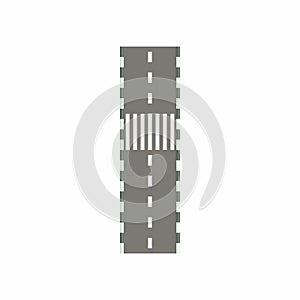 Road with crosswalk icon, cartoon style