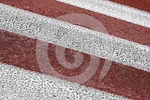 Road crosswalk in white and red