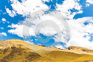 Road Cusco- Puno, Peru,South America. Sacred Valley of the Incas. Spectacular nature of mountains and sky