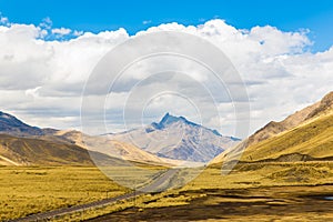 Road Cusco- Puno, Peru,South America. Sacred Valley of the Incas. Spectacular nature of mountains and sky photo