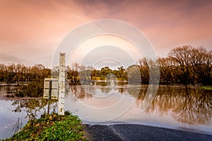Road cut by flood waters in Australia