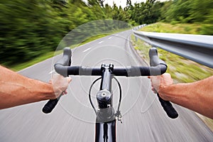 Road cycling concept stock photo with hands