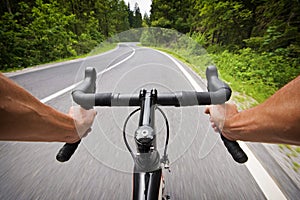 Road cycling concept stock photo with hands