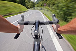 Road cycling concept stock photo with hands