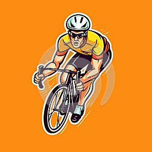 Road cyclist hand-drawn illustration. Cyclist. Vector doodle style cartoon illustration photo