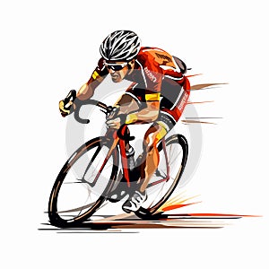 Road cyclist hand-drawn illustration. Cyclist. Vector doodle style cartoon illustration photo