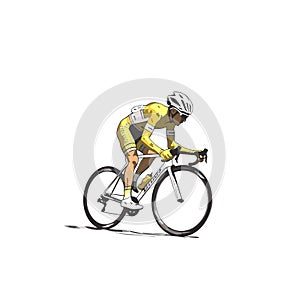 Road cyclist hand-drawn illustration. Cyclist. Vector doodle style cartoon illustration photo