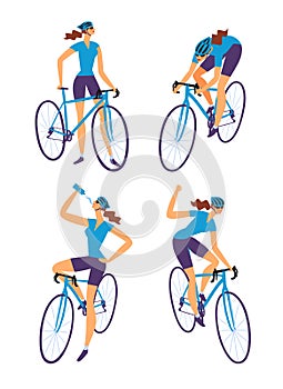 Road cyclist woman set