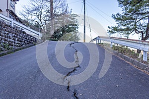 Road damaged by earthquake, Kanazawa, Ishikawa, Japan, January 2024