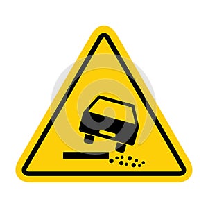 Road danger car icon, traffic street caution sign, roadsign vector illustration, warning vehicle