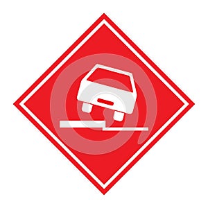 Road danger car icon, traffic street caution sign, roadsign vector illustration, warning vehicle