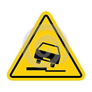 Road danger car icon, traffic street caution sign, roadsign vector illustration, warning vehicle