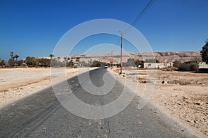 Road in desert Sahara in Amarna, Egypt, Africa