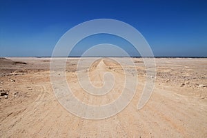 Road in desert Sahara in Amarna, Egypt, Africa