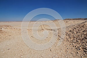 Road in desert Sahara in Amarna, Egypt, Africa