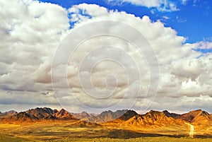 Road through desert Sinai in winter