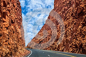 Road and deserted rocks of Arizona, USA