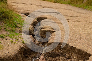 Road destroyed by the rain