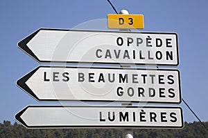 Road Direction Sign to Gordes, France