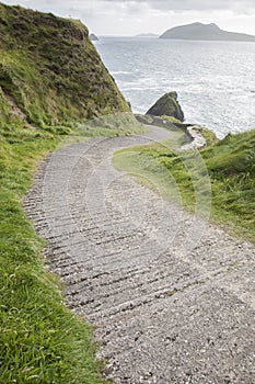 Road Down to Dunquin Harbor with Blasket Island