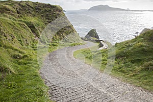 Road Down to Dunquin Harbor with Blasket Island